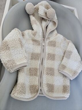Cat & Jack Cream Sherpa Hooded Baby Jacket